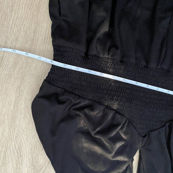 Anthropologie Hutch Jumpsuit Wide Leg Cropped Sleeveless Smocked Black Size XL - Picture 4 of 7